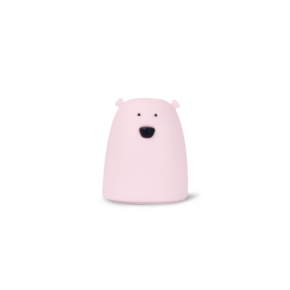 Creative Colorful Color-Changing Little White Bear Silicone Light Battery Children's Bedroom Bedside Racket Small Night Lamp