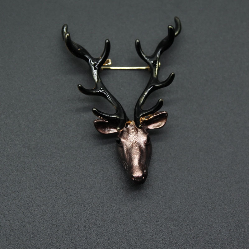 欧美创意麋鹿角胸针蓝色棕色鹿角圣诞礼品别针配饰小鹿圣诞礼品