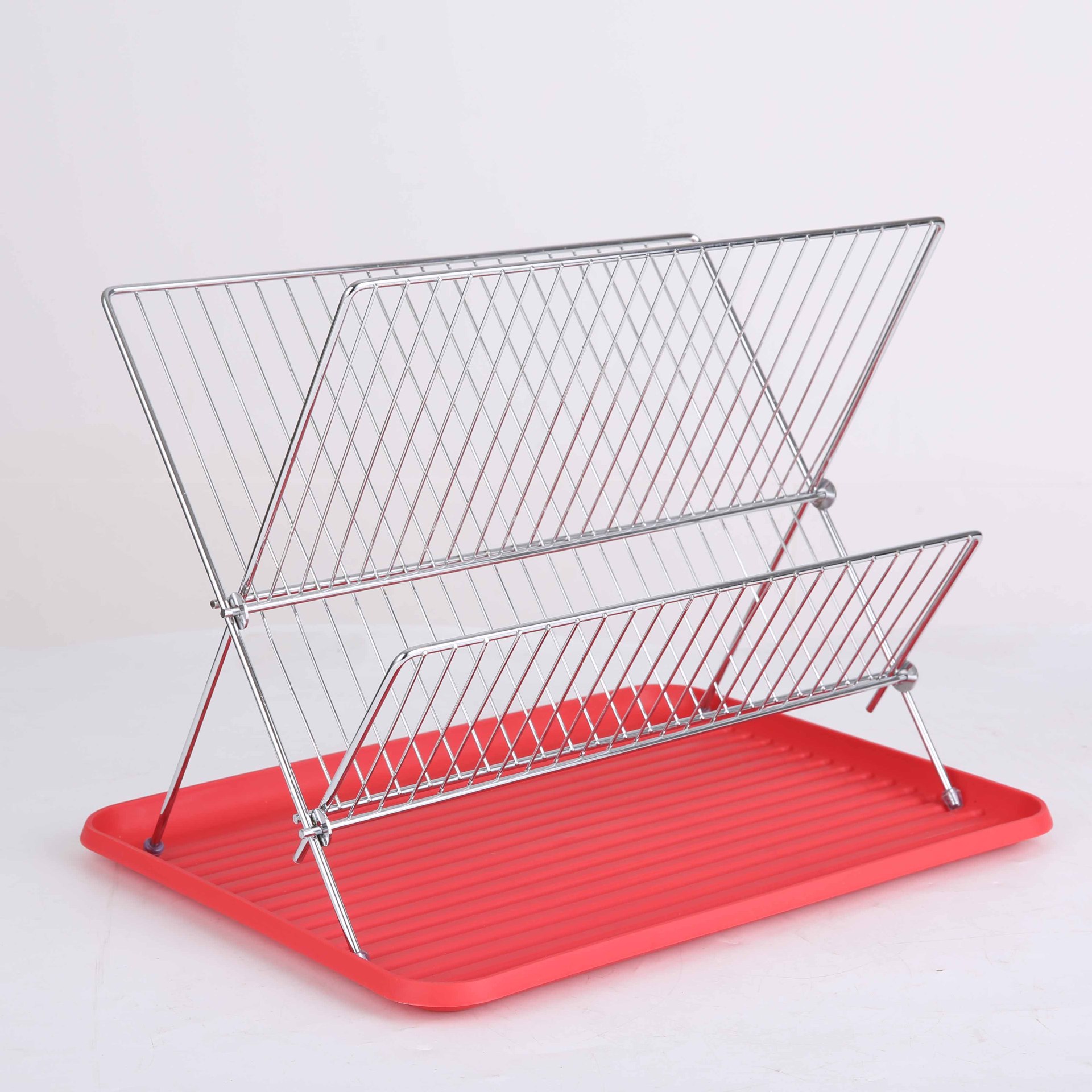 厂家直销带塑料接水盘折叠碗架厨房置物可折叠沥水架