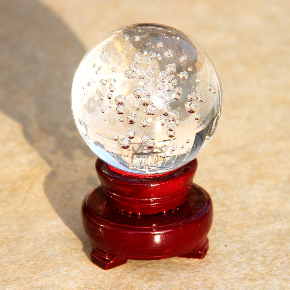 水晶工艺品-厂家批发 水晶球气泡玻璃水球光球60mm家