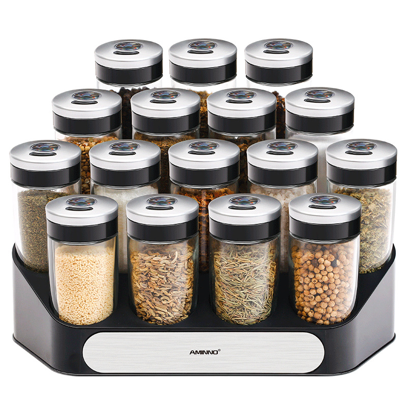 Cross-Border Supply Kitchen Food Grade Glass Spice Box Gift Kitchen Supplies Seasoning Jar Set Wholesale