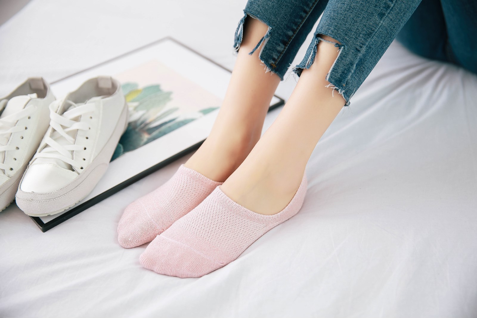 夏季女士浅口隐形棉袜子中学生短袜透气日系少女夏天网眼船袜薄款