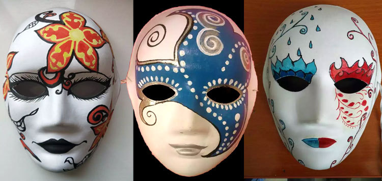 diy白色纸面具纸浆空白手绘面具幼儿园脸谱卡通创意面具狐狸面具