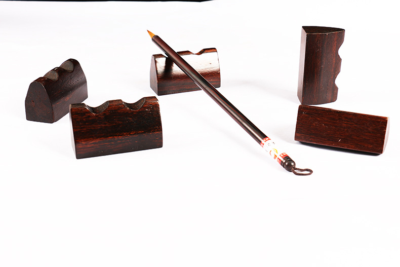 毛笔架实木毛笔搁小山行搁笔文房四宝学生笔架实木榉木红木小笔架