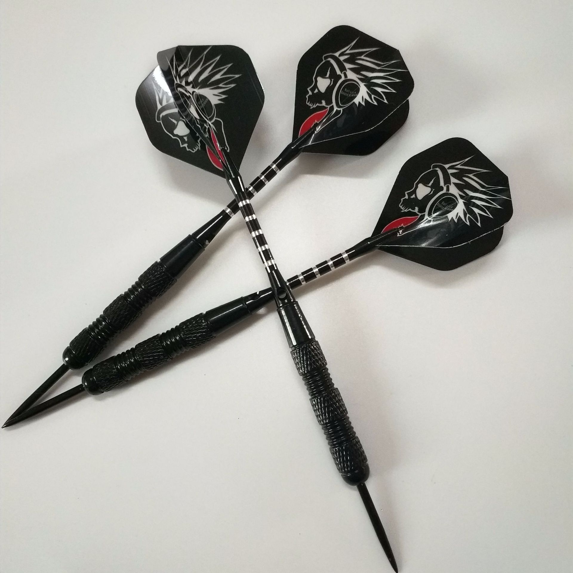 20g电熔镍黑飞镖针精品雕艺炫酷镖叶黑色杆子不易断飞镖针3支装