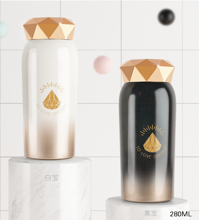 广州富全钻石保温杯简约不锈钢保温水壶时尚定制礼品咖啡杯水杯