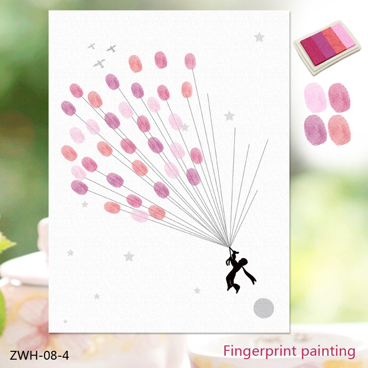 爆款婚礼派对装饰背景墙指纹画签到画个性创意气球装饰画