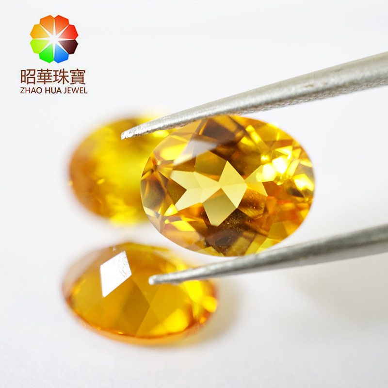 金黄刚玉 椭圆形 合成宝石 人工宝石黄刚玉梧州宝石