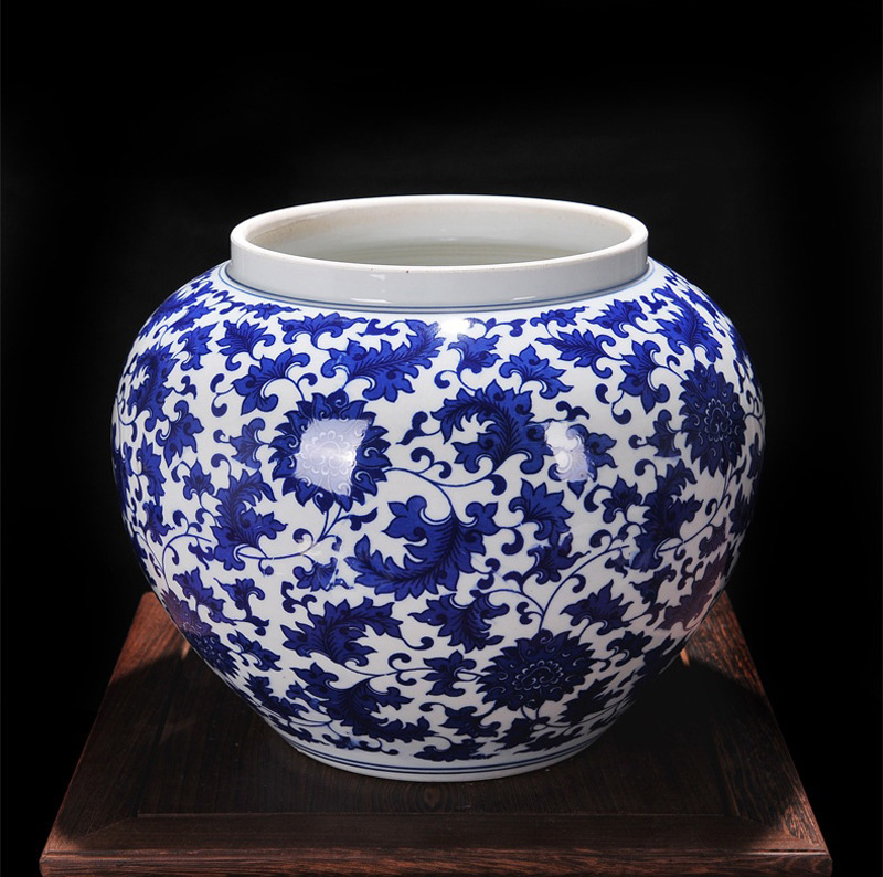 景德镇青花瓷罐子 陶瓷米缸储物陶瓷罐将军罐大号食品包装罐子