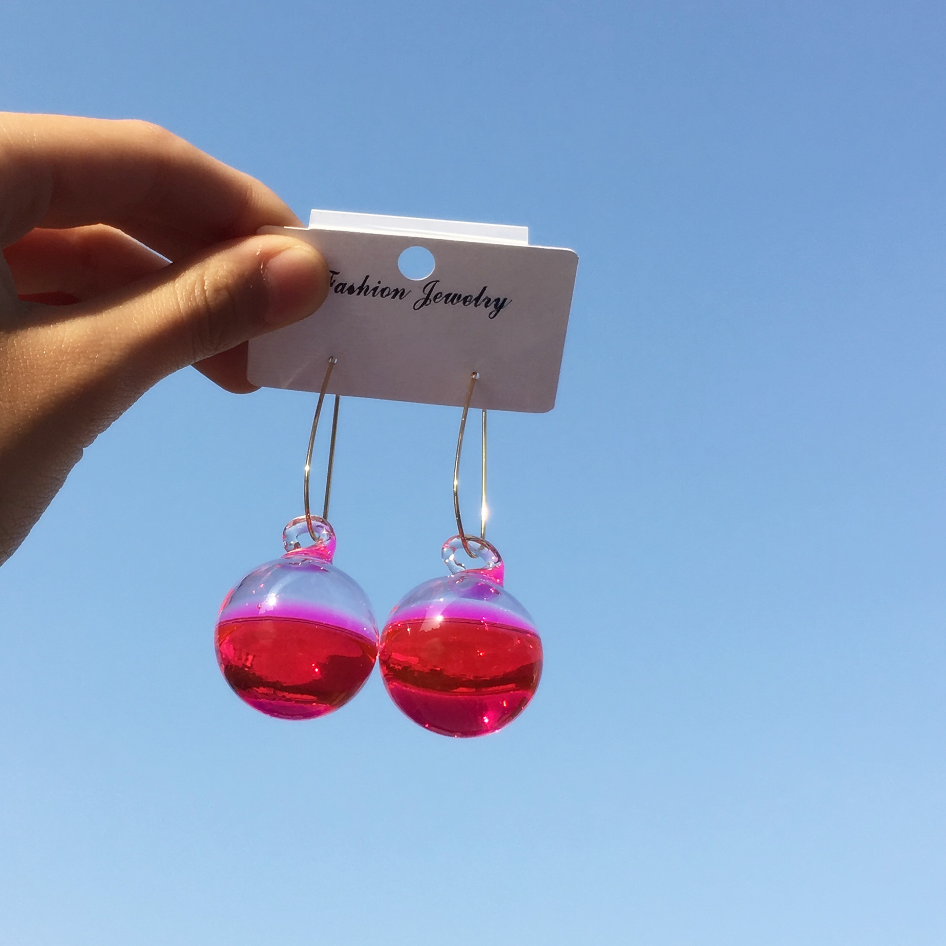 网红耳环韩国简约百搭耳饰 我是歌手张韶涵同款透明玻璃水球耳钉