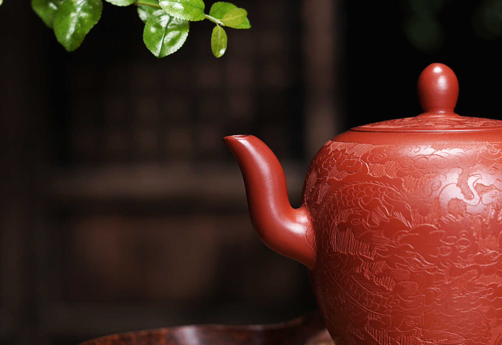 宜兴紫砂壶 刻龙美人肩名家手工原矿大红袍茶壶茶具厂家直销批发