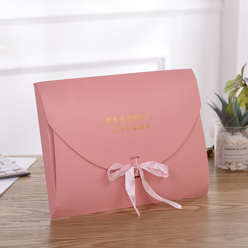 Pink Envelope Silk Small Silk Scarf Gift Box Handkerchief Folding Paper Packing Box Scarf Gift Box Printing Wholesale