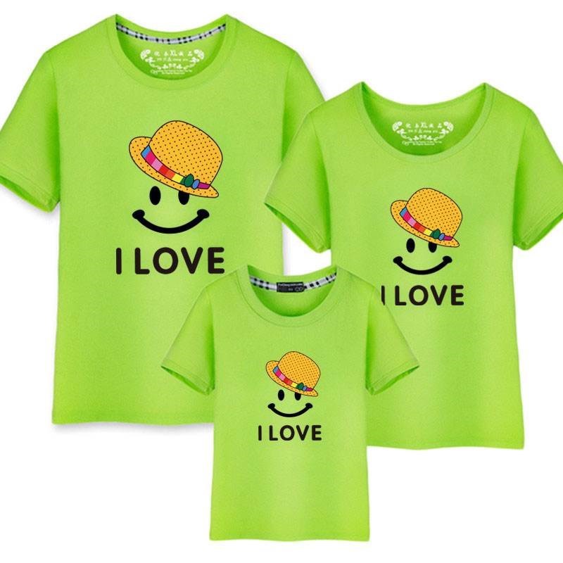 亲子装一家三口全家庭春装母女短袖t恤班服幼儿园运动会活动t恤