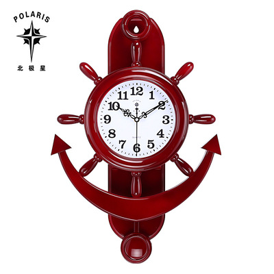 船舵挂钟静音摇摆地中海创意钟表现代客厅卧室简约大石英钟