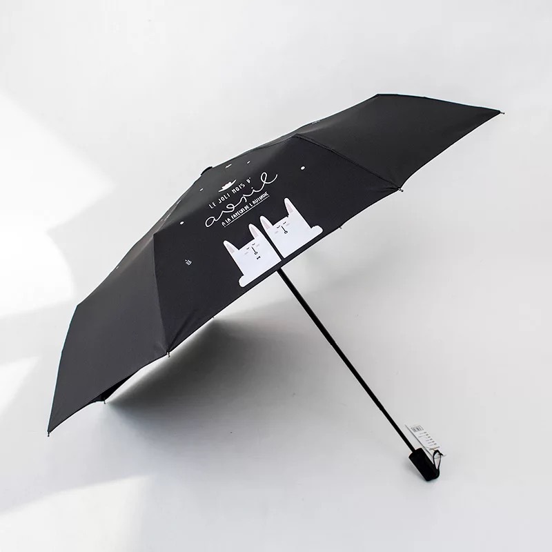 大光明小清新简约晴雨伞可爱小兔图案折叠伞学生三折防嗮遮阳伞