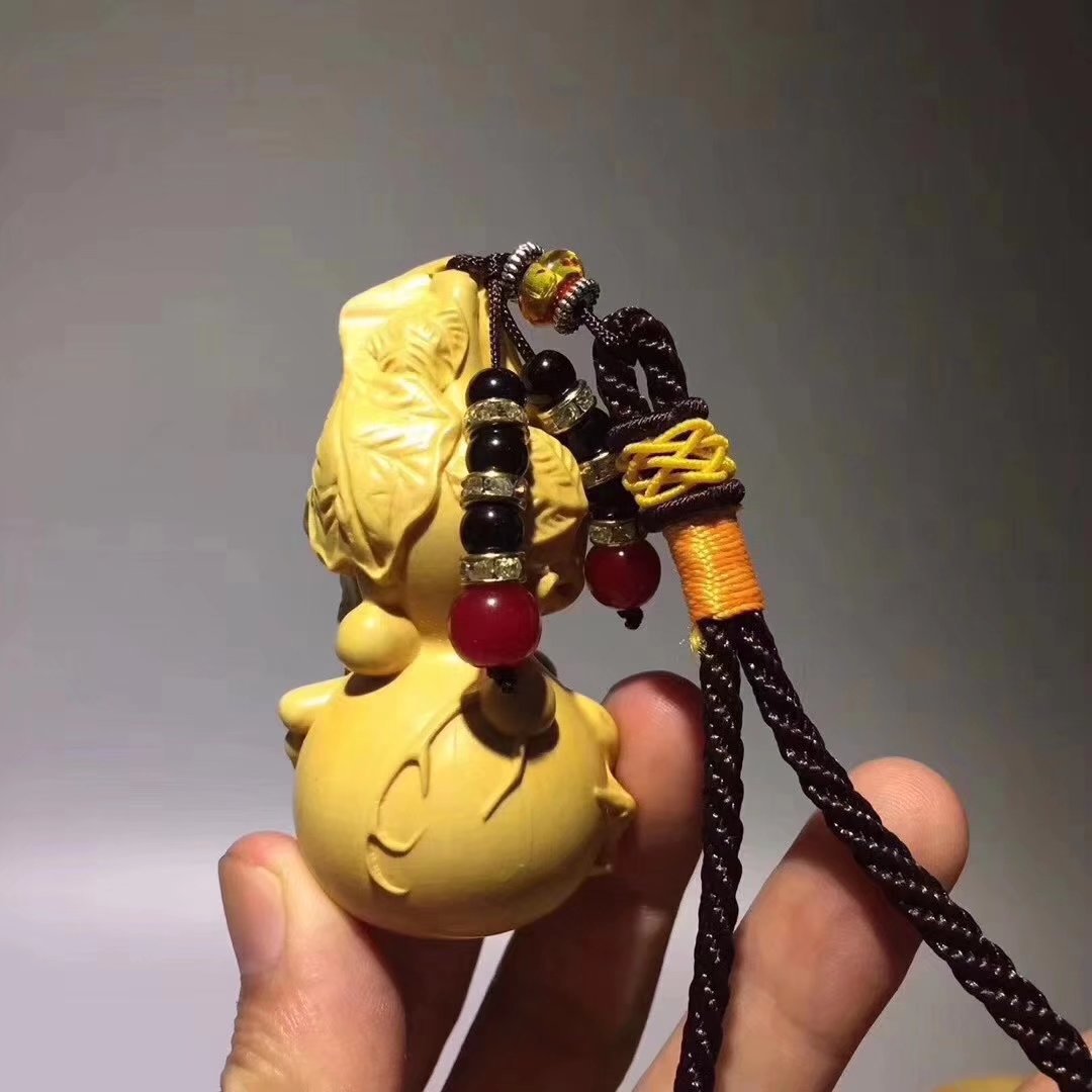 批发黄杨木雕子葫芦手把件 龙葫芦车挂小摆件 福禄把件木雕工艺品