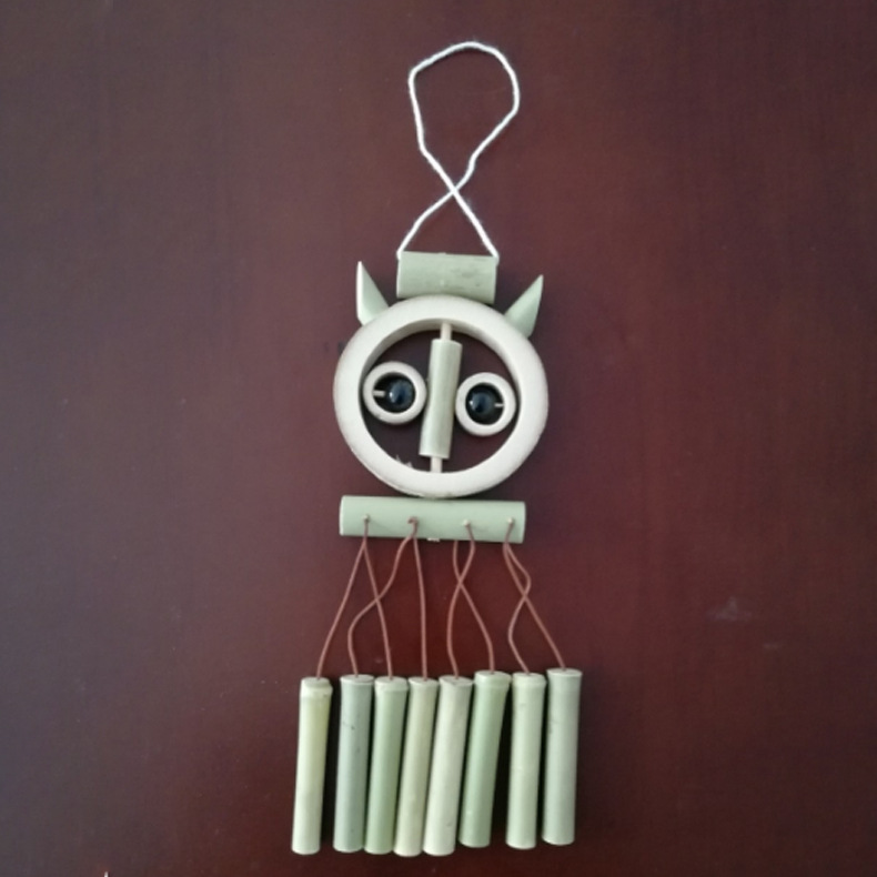 竹风铃 竹子工艺品玩具 田园配件手工艺品猫头鹰风铃挂件