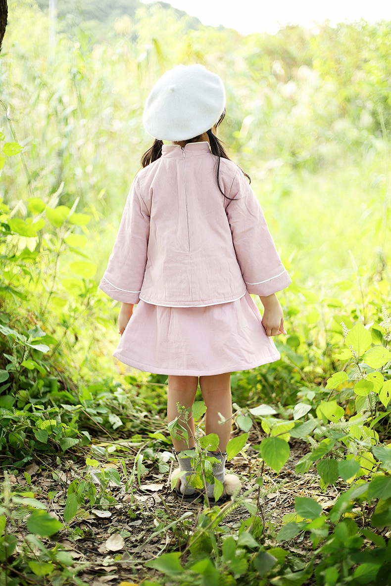 儿童唐装秋冬中国风女童汉服改良宝宝中式长袖复古小孩民国风套装