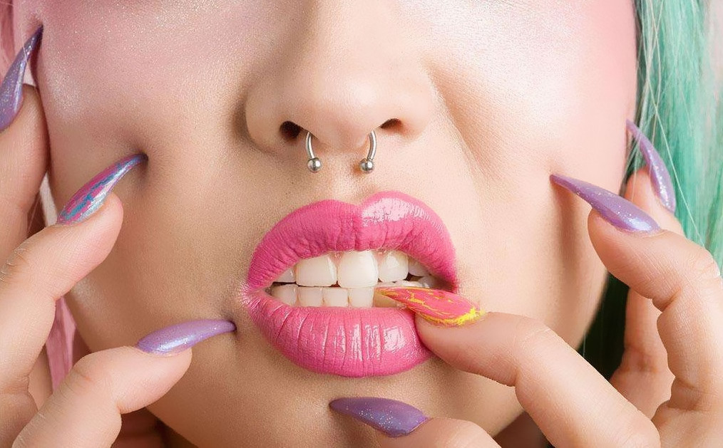 欧美不锈钢圆球鼻环时尚钛钢两球假鼻环c型弯杆鼻钉带球穿刺饰品