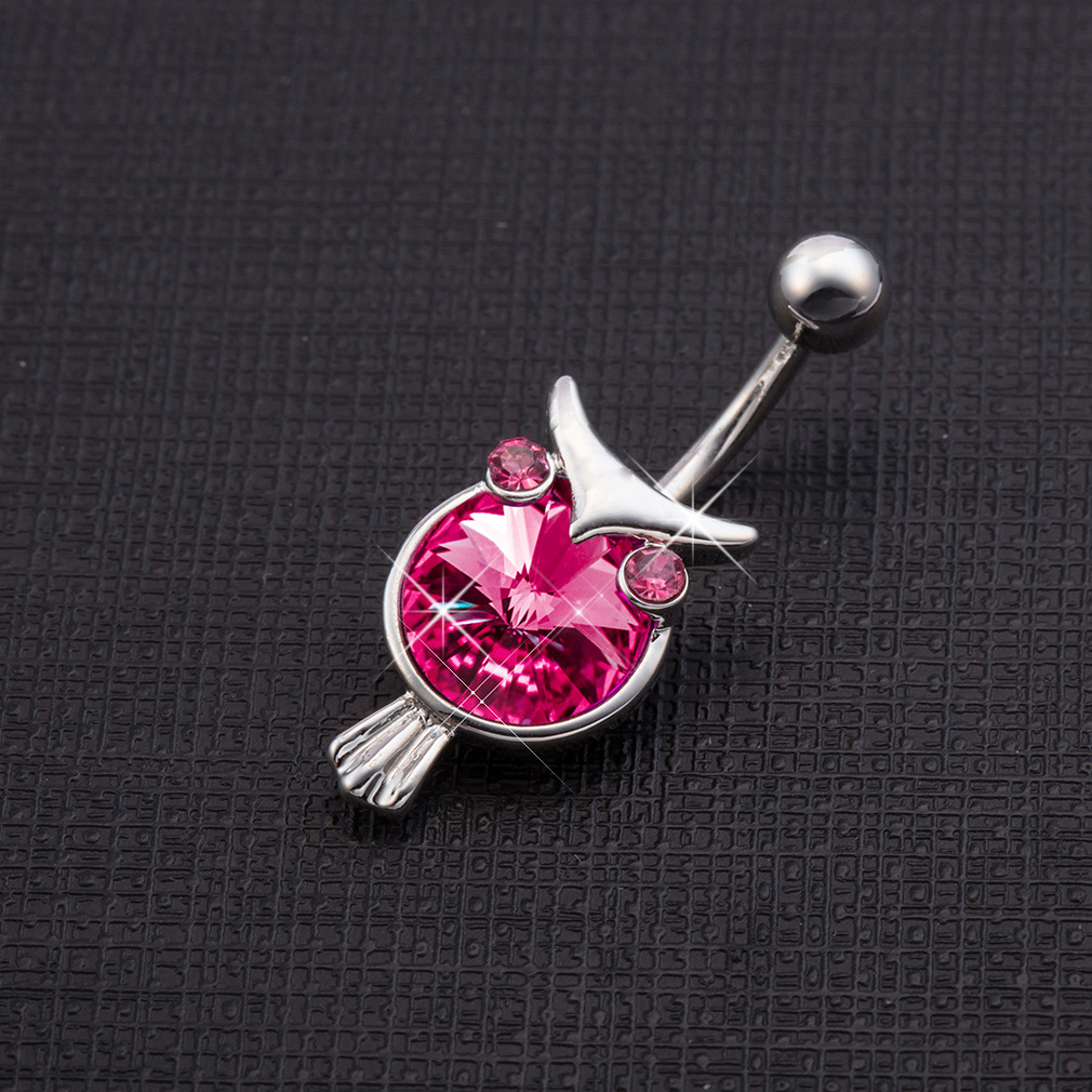 kuniu 2019新款精美活波靓丽猫头鹰锆石肚脐环女脐饰