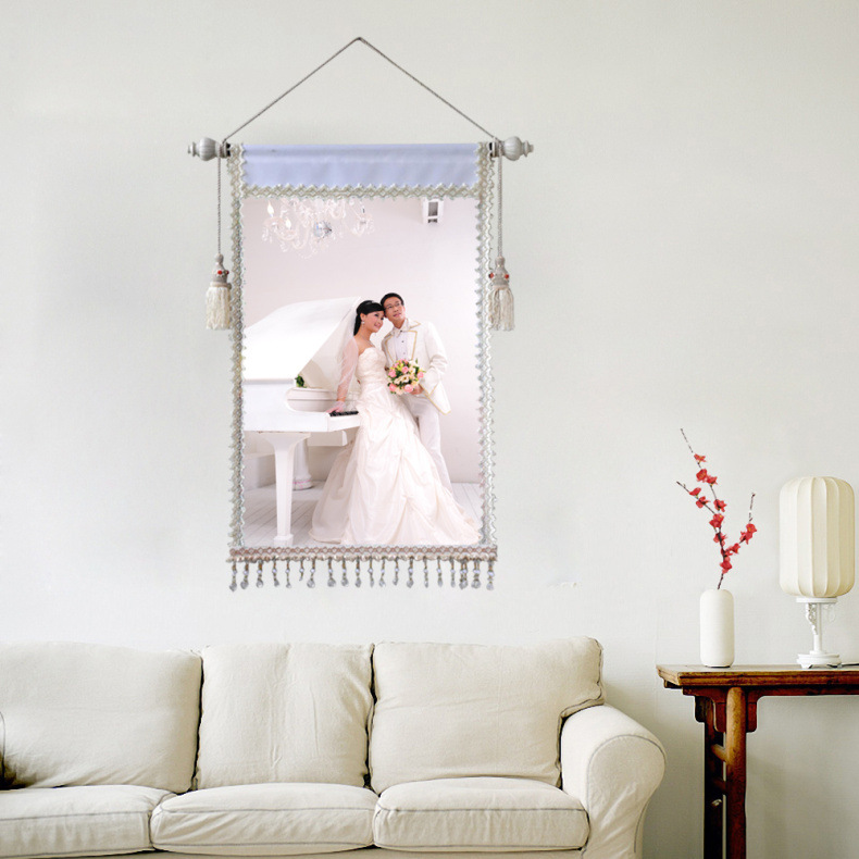 影楼欧式卷轴挂画挂毯 婚纱照全家福宝宝照来图制作挂轴装饰画