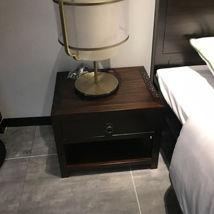 新中式实木床头柜卧室床边柜现代中式床头柜储物柜样板房酒店家具