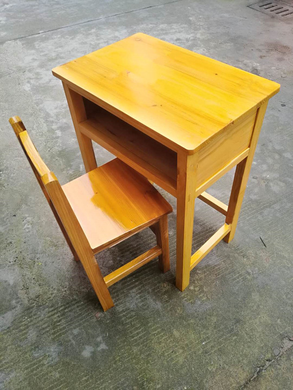 学校园实木课桌椅钢木单人培训辅导班中小学生木质课桌椅厂家直销