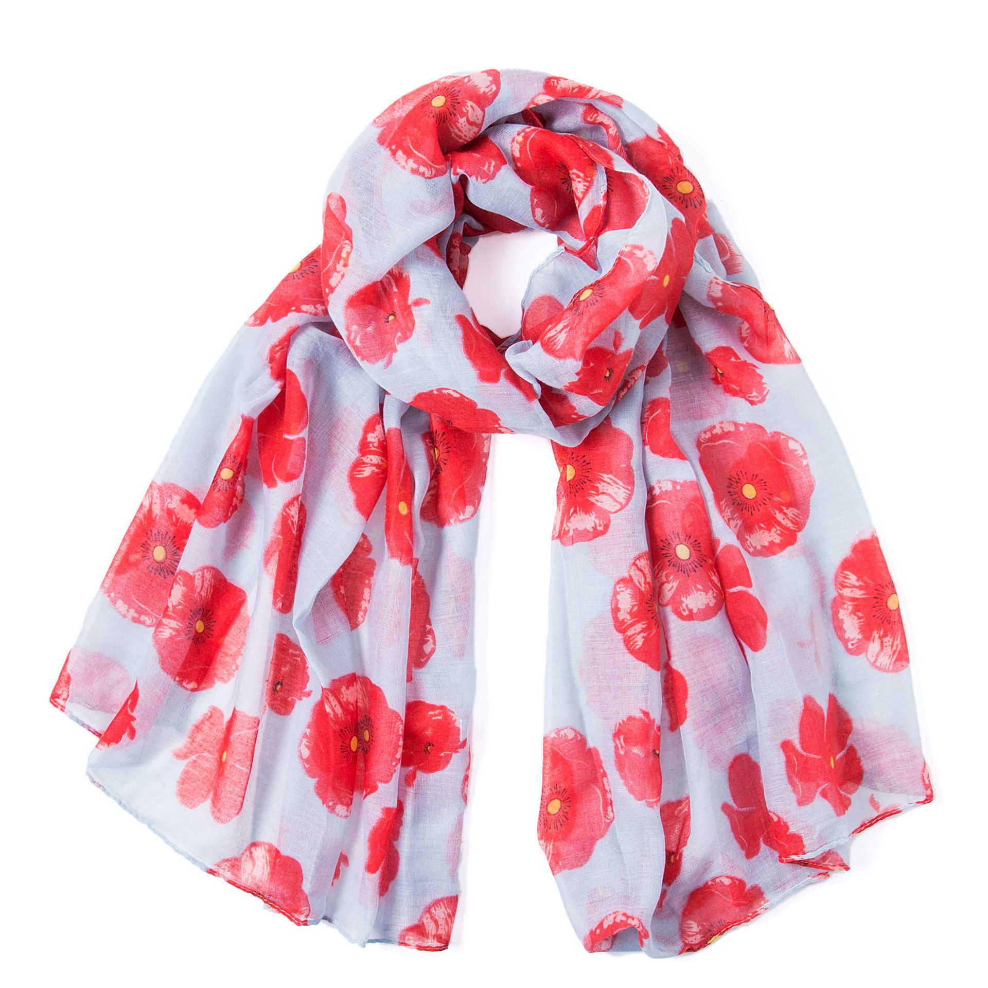 新款罂粟花图案秋冬巴黎纱女款长围巾 樱花花朵速卖通热卖披肩