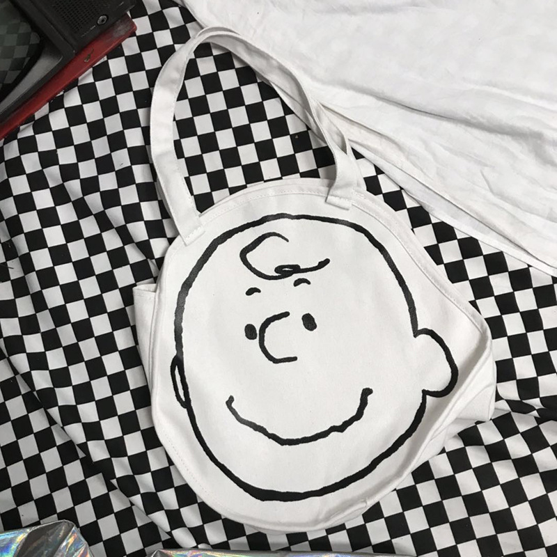 日系童趣chu可爱查理布朗大头手提包帆布包街拍可爱包