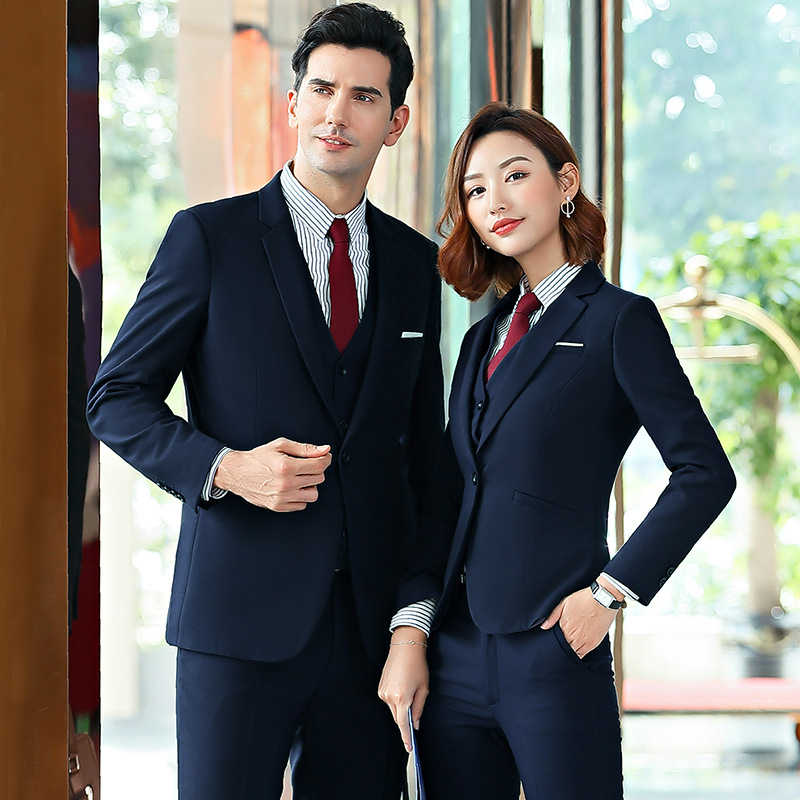 西服外套秋季职业装套装男女长袖西装商务酒店银行保险工作服定制
