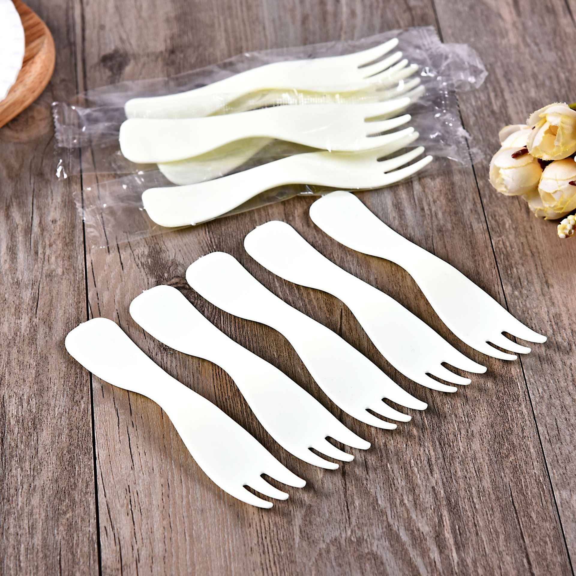 独立包装一次性塑料叉生日蛋糕水果叉波浪叉子餐具烘焙用品西点叉