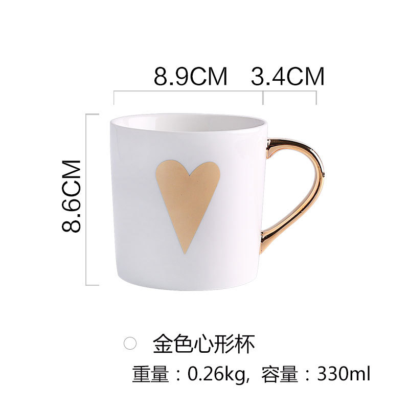 Nordic Style Simple Gold Outline Ceramics Mug Office Water Glass Home Breakfast Coffee Cup Milk Cup Couple's Cups