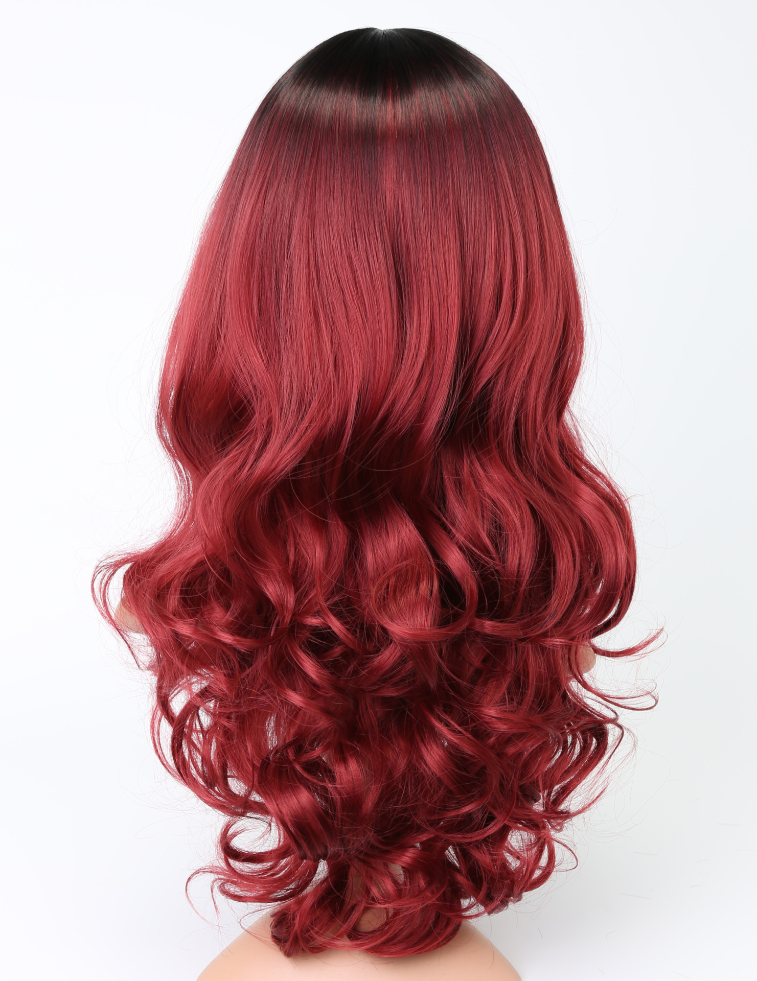 欧美假发中分酒红渐变高温丝长卷发女 厂家直销