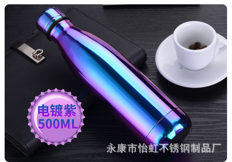 304 Stainless Steel Vacuum Cup Electroplating Coke Bottle Sports Cup Customizable Logo Gift Cup Wholesale