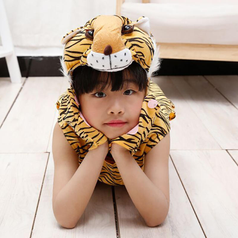 儿童节动物演出服装 卡通老虎装扮衣服 幼儿园舞台表演道具服批发