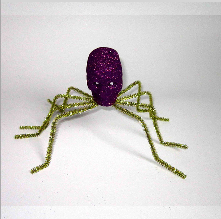 金粉骷髅头蜘蛛万圣节厂家鬼头蜘蛛厂家万圣节产品批发