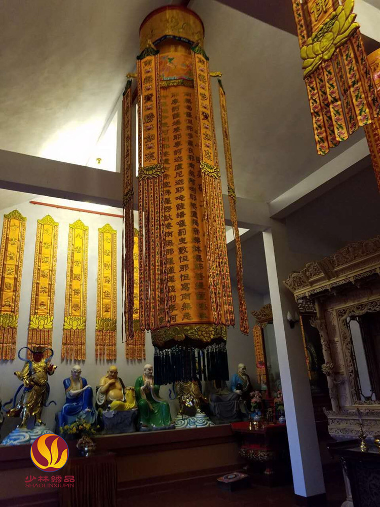 少林绣品潮绣幢幡心经大悲咒经幢经幡宝盖佛幡竖幡长幡厂家直销