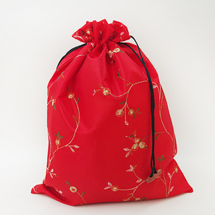 刺绣束口收纳袋 抽绳绣花大布袋家居衣物整理收纳袋子 厂家可定制