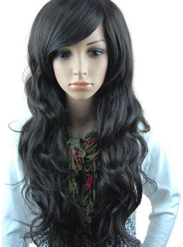 亚马逊外贸 女生假发 长卷蓬松假发 斜刘海 非主流假发长款卷发