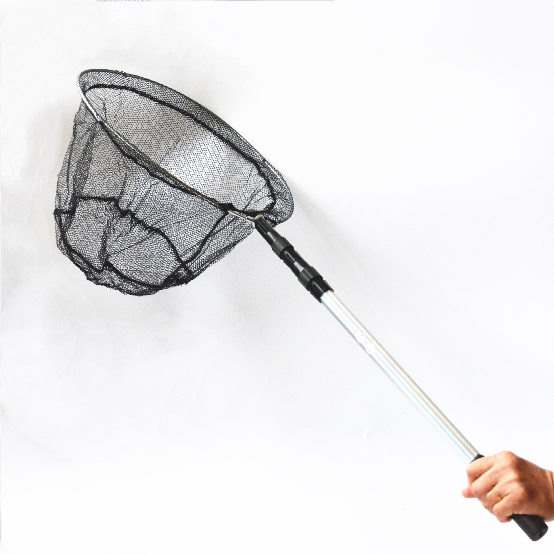 厂家直销铝合金铁丝密眼白色抄网,三节 可随意伸缩定位,捞鱼网