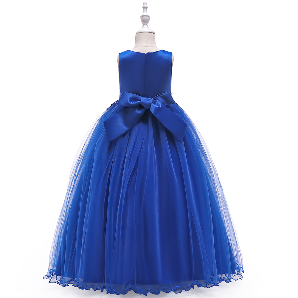 European and American Girls Evening Dress Dresses of Bride Fellow Kids Sleeveless Princess Dress Children's Wedding Dress Host Performance Wear Older Children Long