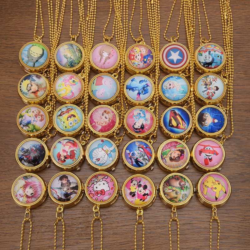 可旋转卡通动漫怀表可爱公主kt猫挂表儿童学生男女创意礼品定制图