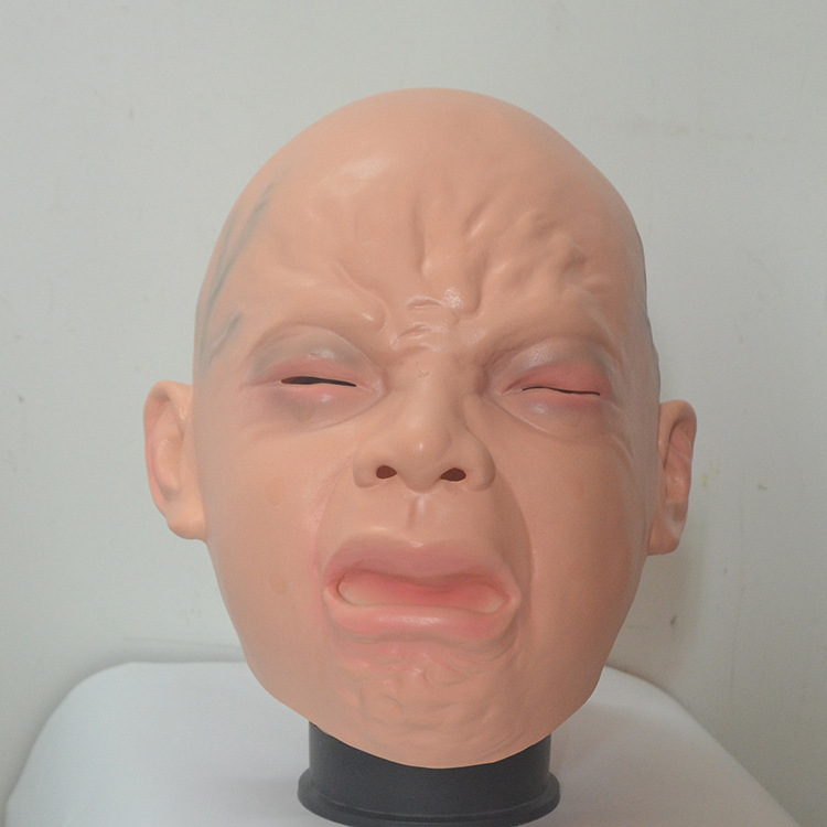 万圣节乳胶哭小孩乳胶面具 恐怖人物头套化妆舞会派对道具厂家