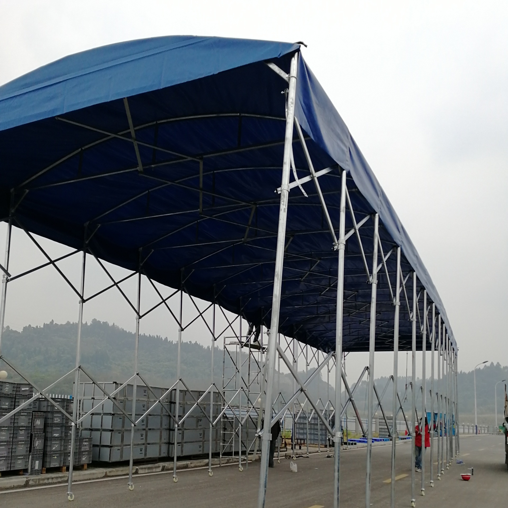 5米边高发货推拉篷 仓储推拉篷