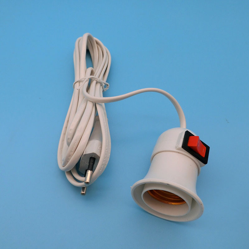 带开关e27灯头带线吊灯灯头节能灯圆头led灯座悬吊式螺口灯座直销