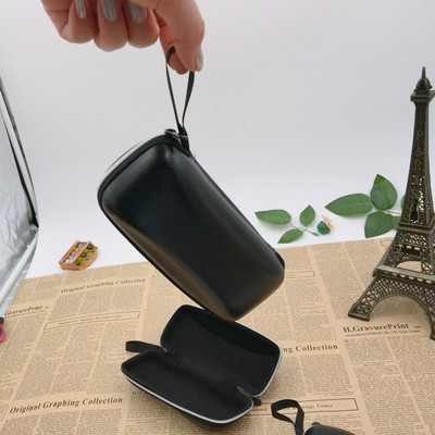 纯色墨镜拉链盒太阳镜镜盒 帕森纳黑色方形皮盒光学眼镜袋子bsll