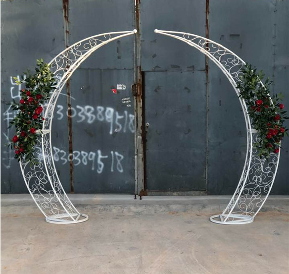 新款婚庆铁艺雕花牛角门婚庆道具拱门象牙门欧式牛角门白色架子