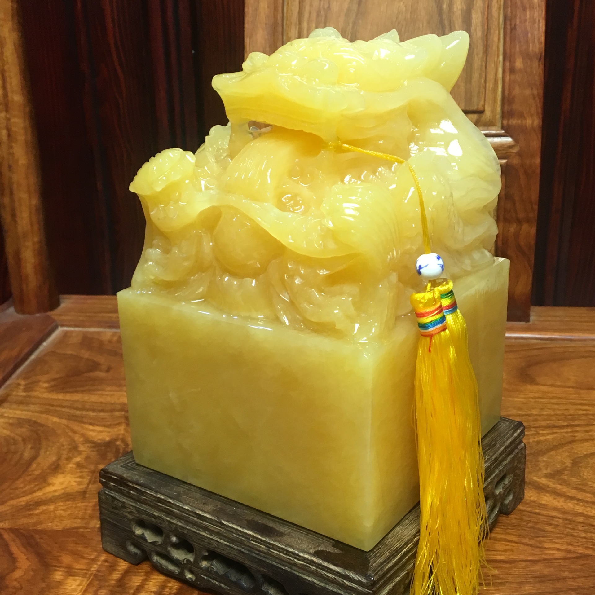 厂家批发黄玉九龙米黄玉玉玺印章 印商务礼品 九龙印章玉玺摆件