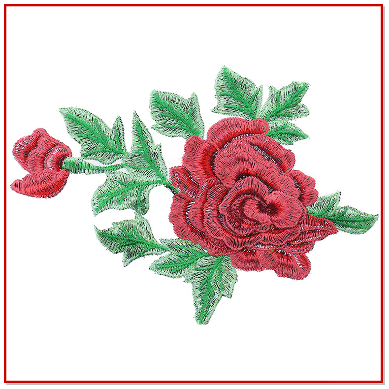 批发水溶牡丹刺绣领花电脑绣花图案补丁布贴彩色花边diy服装辅料