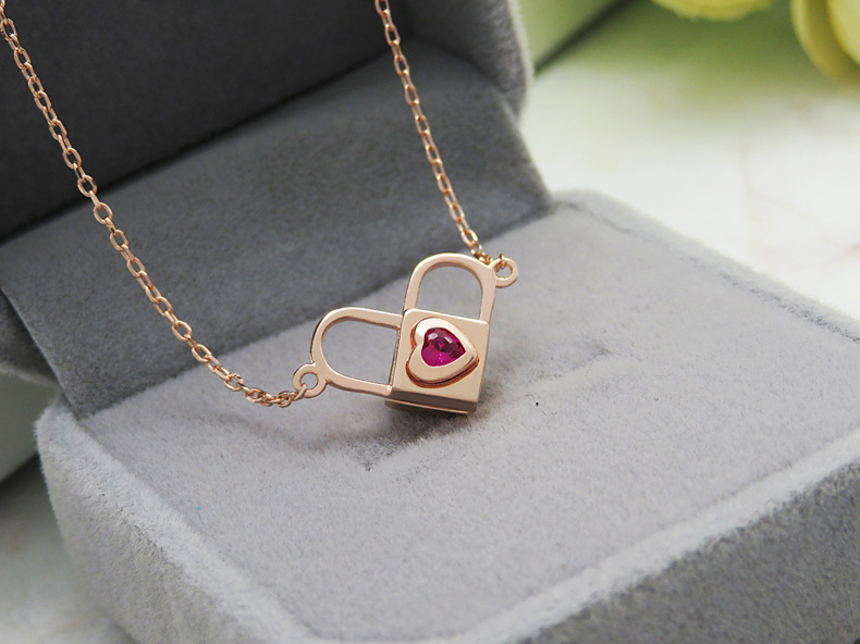 抖音同款心锁项链 女 925纯银一生锁爱锁骨链 可变心形情人节饰品